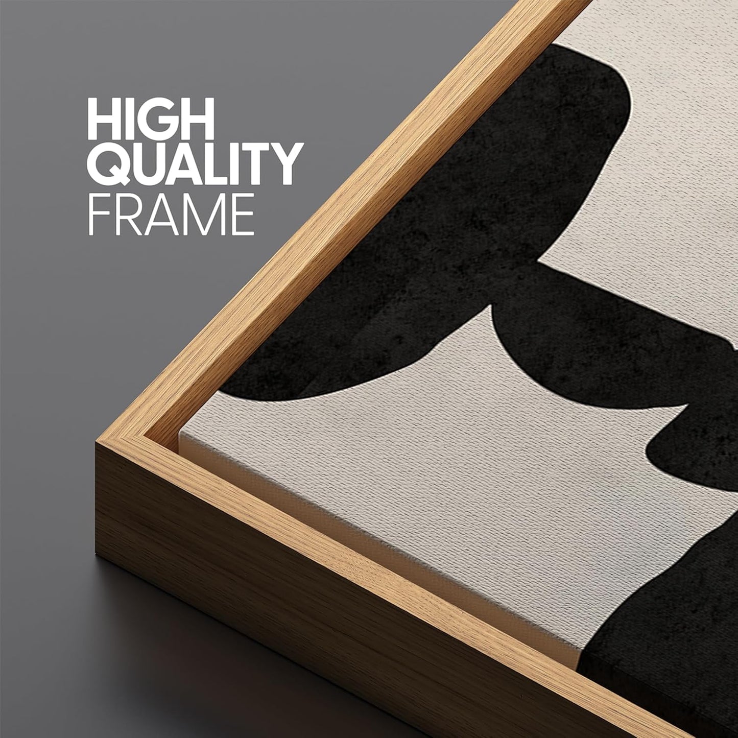 MUDECOR Extra Large Framed Canvas Print Wall Art Modern Abstract Black and White Shapes Antique Retro Fine Art Illustrations Decorative Colorful for Bedroom - 60"x30"