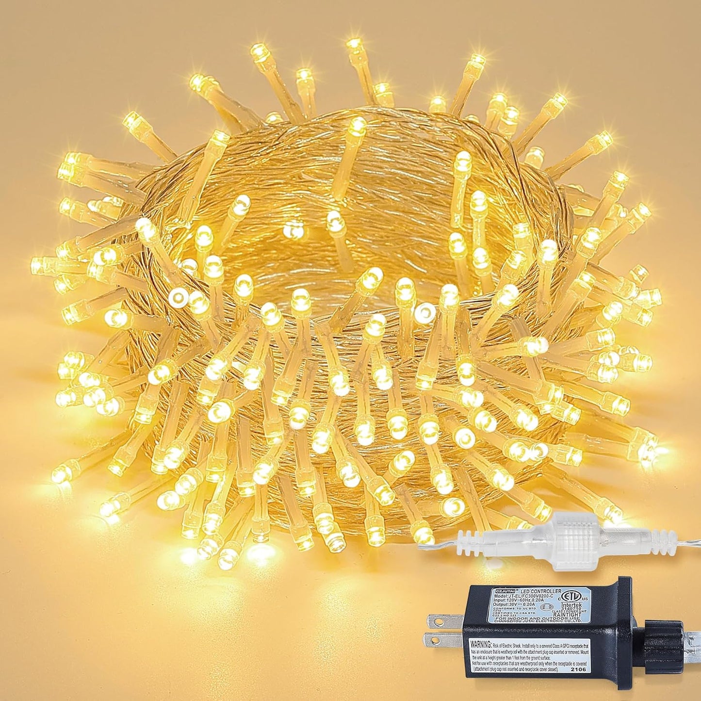 String Lights Indoor Bedroom, 100 LED 33FT Fairy String Lights Outdoor Waterproof, 8 Modes Connectable Twinkle Christmas Light Plug in for Classroom Dorm Patio Tree Garden Decor(Warm White)