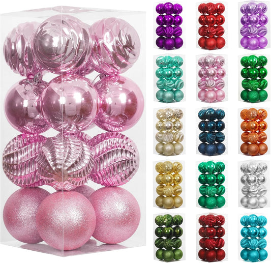 XmasExp 16ct Christmas Balls Ornaments Set- Shatterproof Large Hanging Ball Decorative Xmas Balls for Holiday Wedding Party Xmas Tree Decoration(3.15"/80mm, Pink)