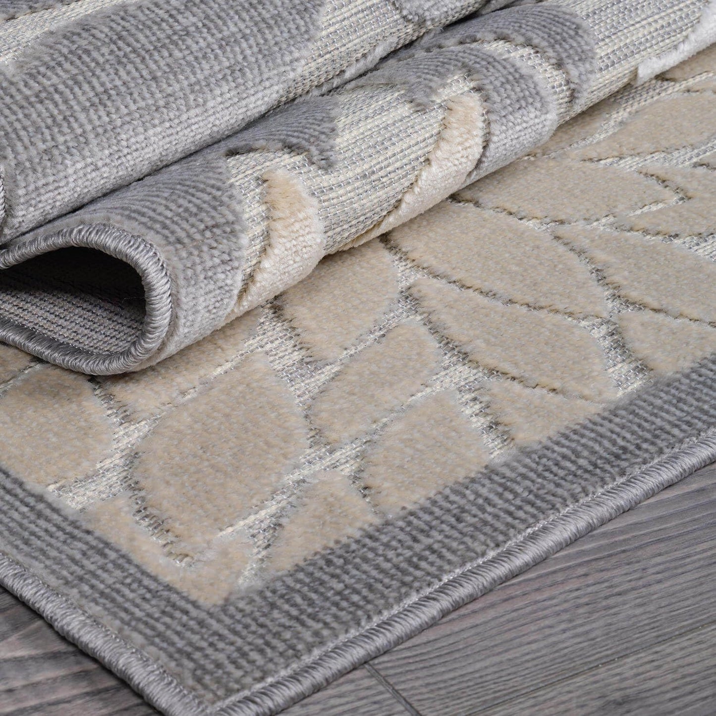 Beverly Rug Outdoor Runner Rug 2x7 Modern Floral Tropical Area Rugs for Indoor and Outdoor Patio Easy to Clean Non Shedding Living Room Porch Garden Washable Outside Carpet (2 x 7 Gray)