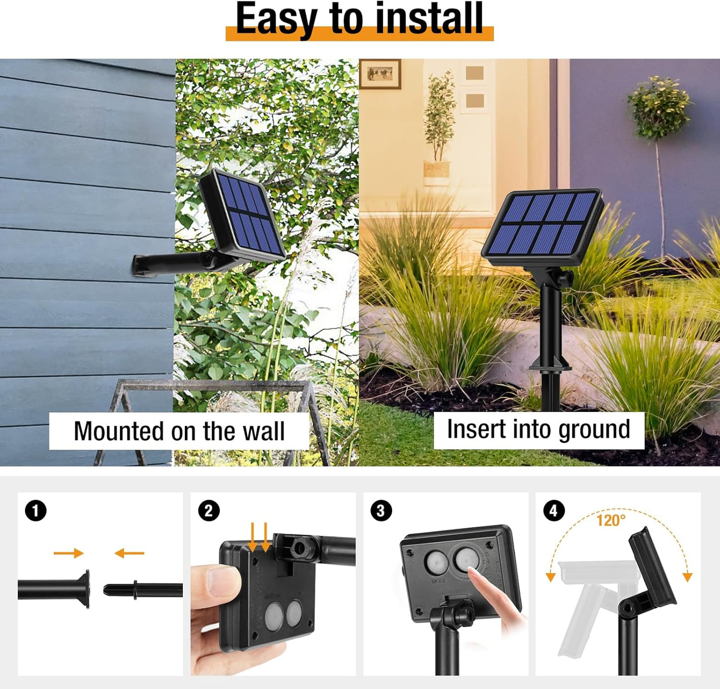 2-Pack Solar String Lights Outdoor, 160LED 66FT Solar Fairy Lights Waterproof 8 Modes Copper Wire Solar Powered Twinkle Lights for Outside Garden Patio Tree Christmas Wedding Party Decor (Cool White)