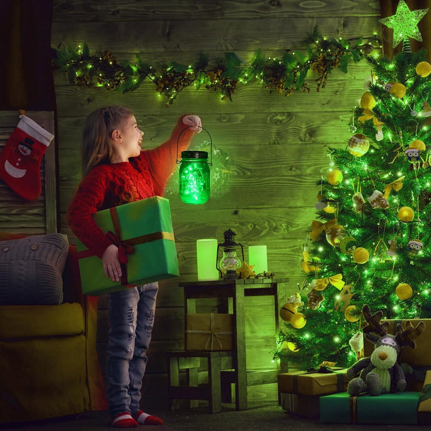 ZNYCYE Solar Mason Jar Lights, 12 Pack 30 LED Fairy Firefly Mason Jar Lids Outdoor Waterproof String Lights with Hangers(NO Jars) for Regular Mouth Jars Patio Garden Yard Wedding Decoration - Green