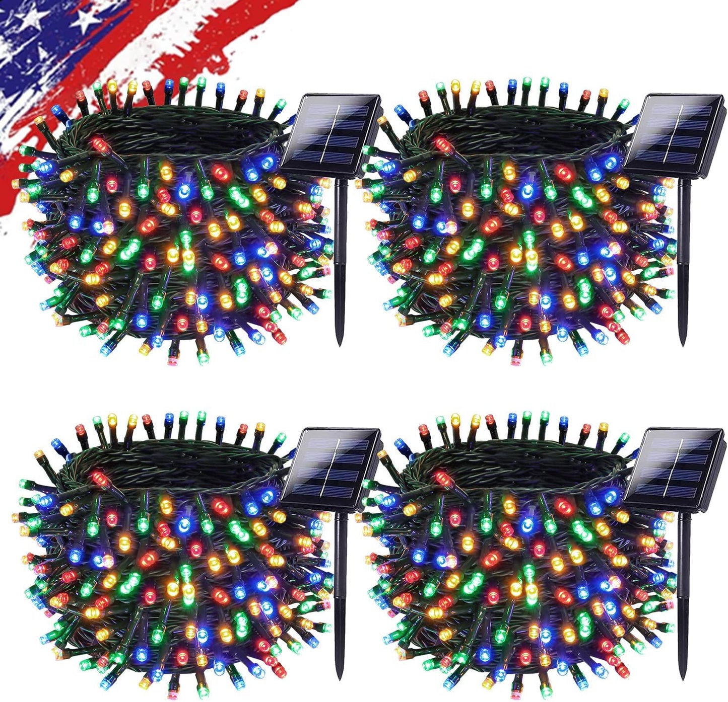 Upgrade Solar String Lights for Outside 4 Pack Total 132FT 400LED String Lights Outdoor with 8 Modes, IP65 Waterproof Outdoor Solar Twinkle Lights, Garden Tree Party Christmas Decorations, Multicolor