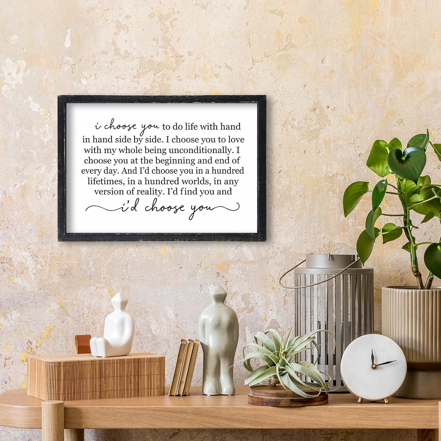 I Choose You To Do Life Sign Wall Decor 16X11 I Love You InchRomantic Marriage Art Wooden Framed Wall Hanging (Black)