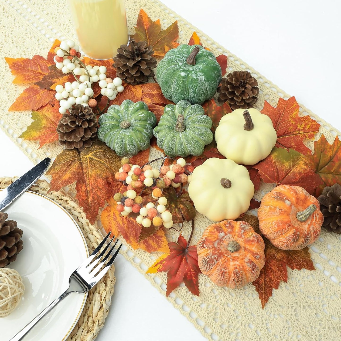 15 PCS Mini Pumpkin Decor - Plastic Pumpkins Fall Decor for Halloween Thanksgiving Artificial Pumpkins Fall Home Decor