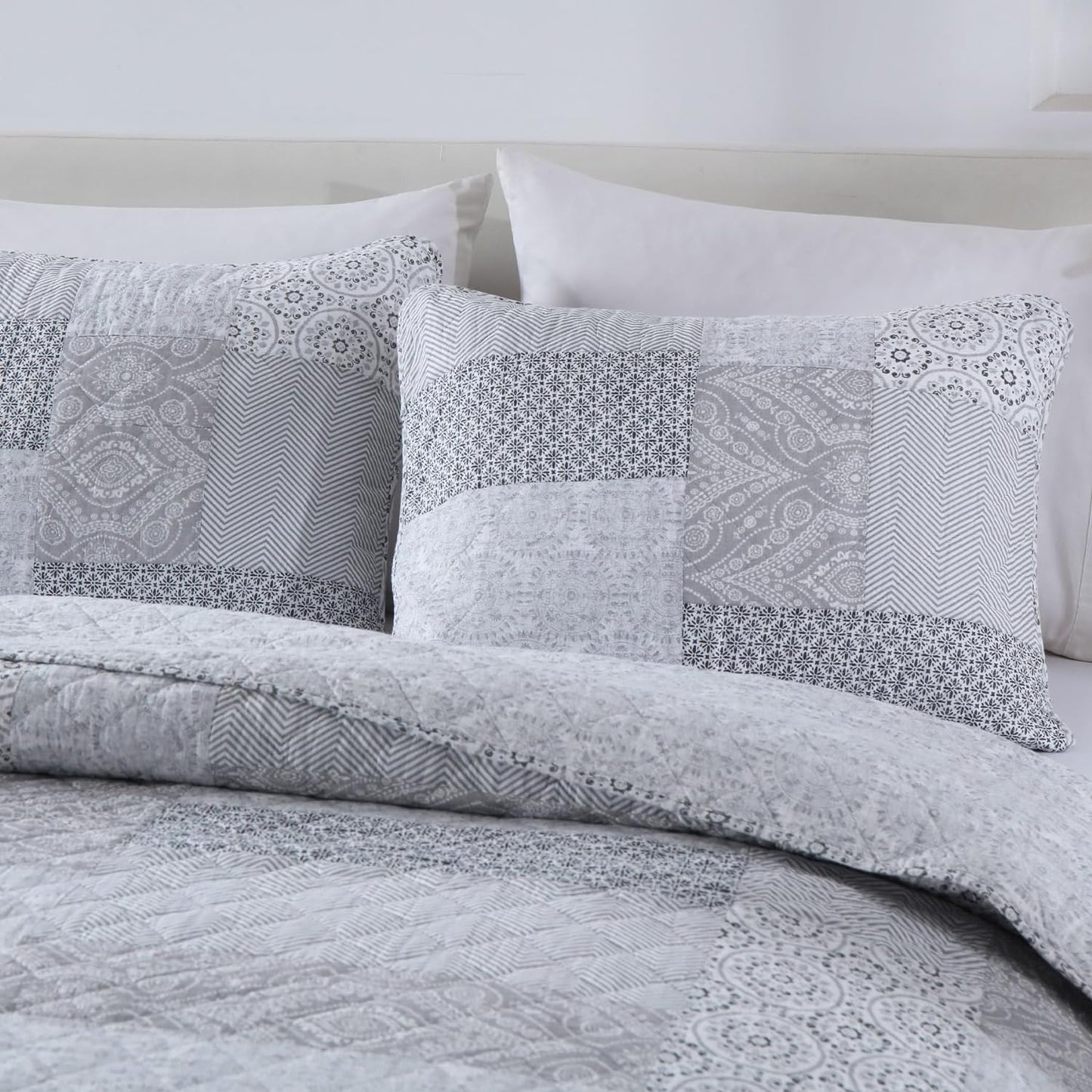 Secgo King Size Comforter Set- 100% Cotton Quilt King Size Set, Green, Sage bedspreads (96 * 108 Inch) with 2 Pillow Shams, Patchwork Reversible Lightweight Bedding