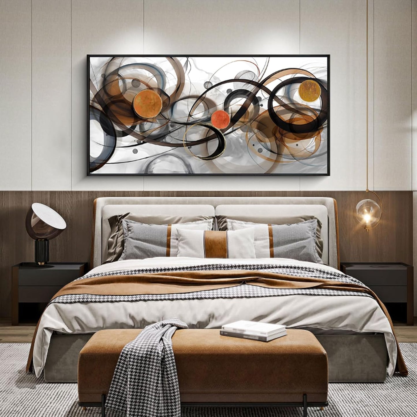 XLSJERST Large Wall Art for Living Room - Black and Gray Canvas Picture Framed Artwork for wall Modern Abstract Minimalist Paintings Oversize Wall Decor