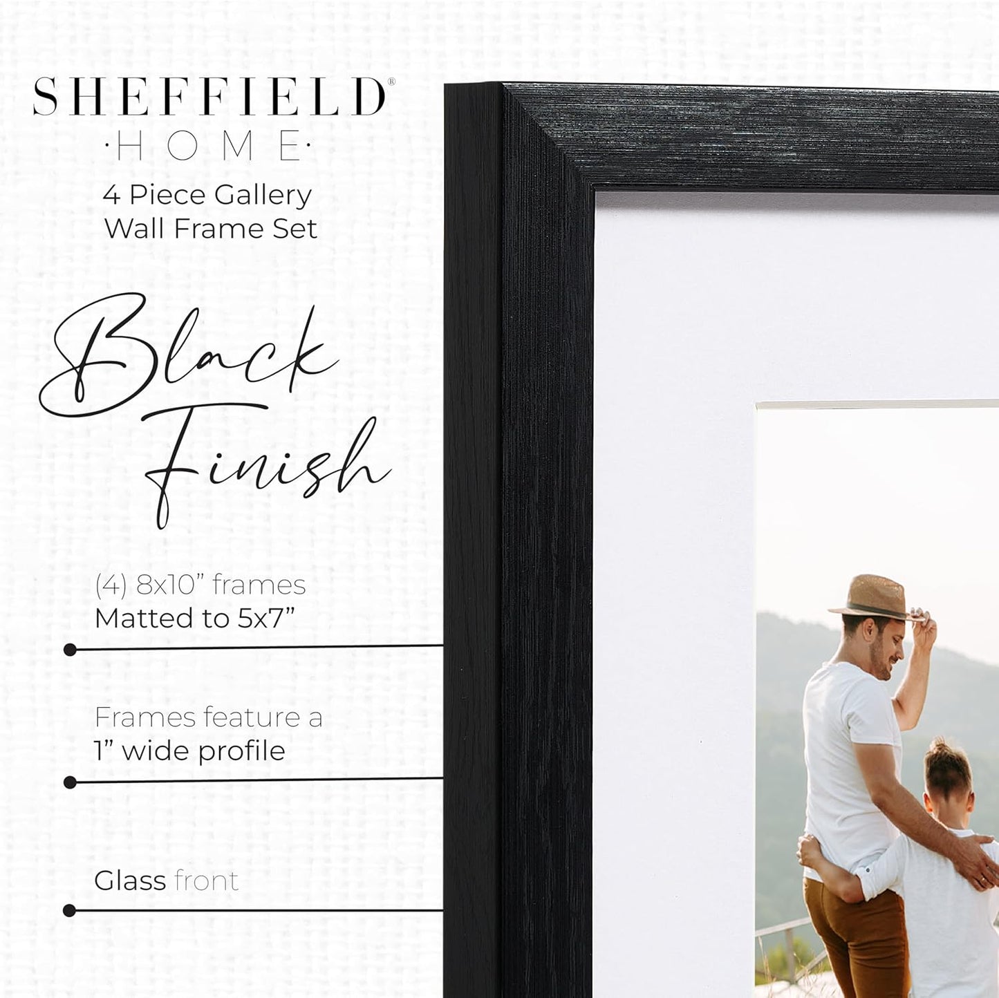 Sheffield Home 4 Piece Gallery Wall Frame Set, 8x10 Inch, Black