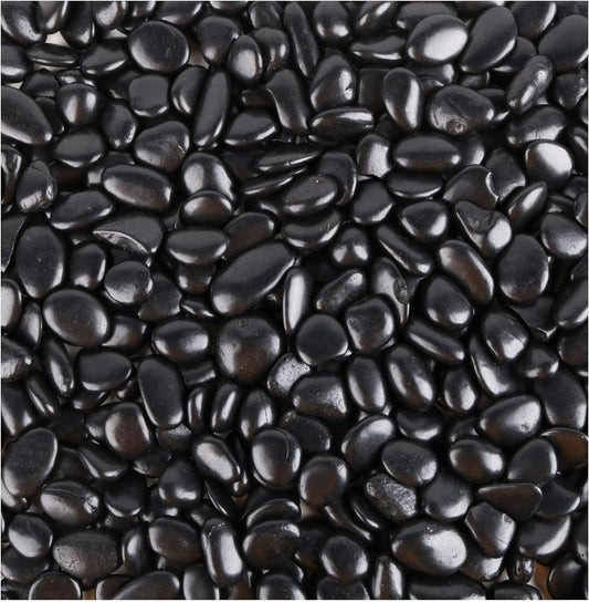 CJGQ Black Pebbles for Plants 7lb Bulk Bag Aquarium Gravel 0.5"- 1" Decorative Polished Fish Tank Stone River Rocks