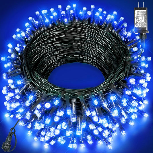 Christmas Lights Outdoor, 80FT 240 LED Christmas Tree Lights, Waterproof & 8 Modes & Timer, Connectable Green Wire String Light for Indoor Garden Xmas Party Holiday Decorations, Blue