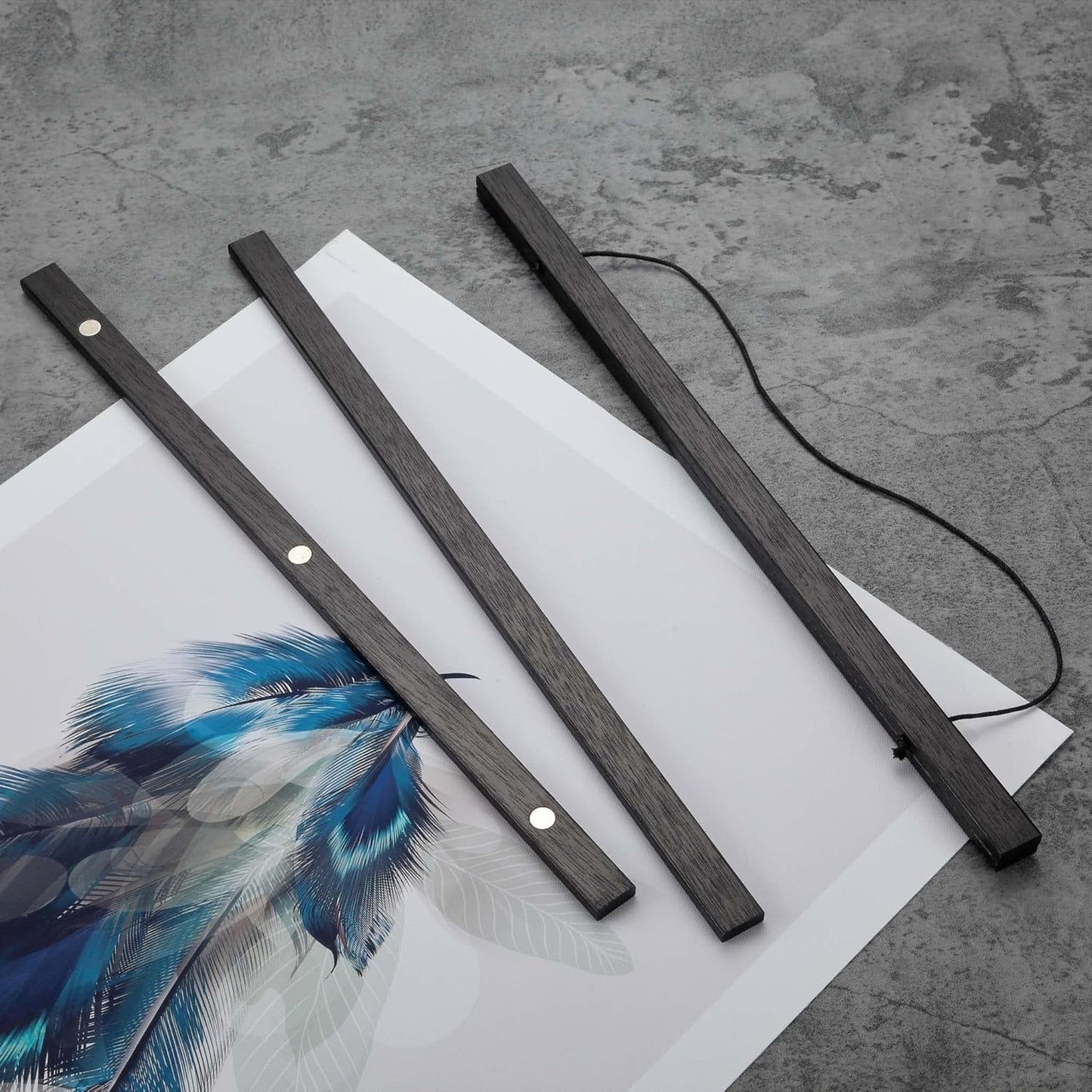 FALAMON Magnetic Poster Hanger Frame, 17x22 17x24 17x11 Teak Wood Magnet Poster Frame for Posters, Prints, Photos, Pictures, Maps, Scrolls, and Canvas Artwork(Black, 17")