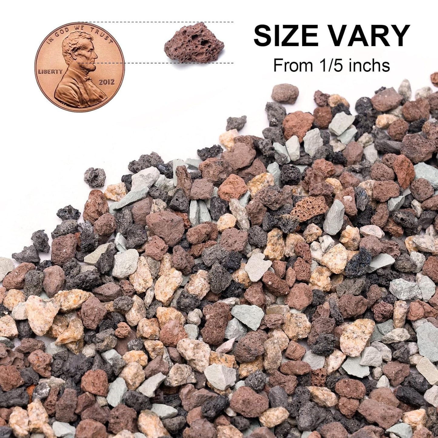 2.5lbs Small Rocks for Terrarium, Planters Drainage, 1/5 Inch Lava Rock for Bonsai Tree, Decorative Gravel for Succulents, Bamboo, Cactus, Mixed Color