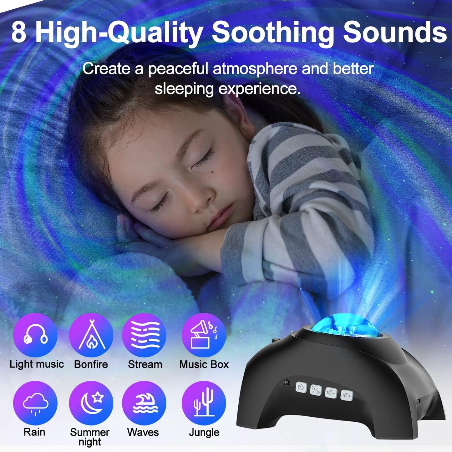 Star Projector, Galaxy Light for Bedroom Night Lights, Aurora Projector with Bluetooth Speaker for Kids and Adults, Living Room Decor