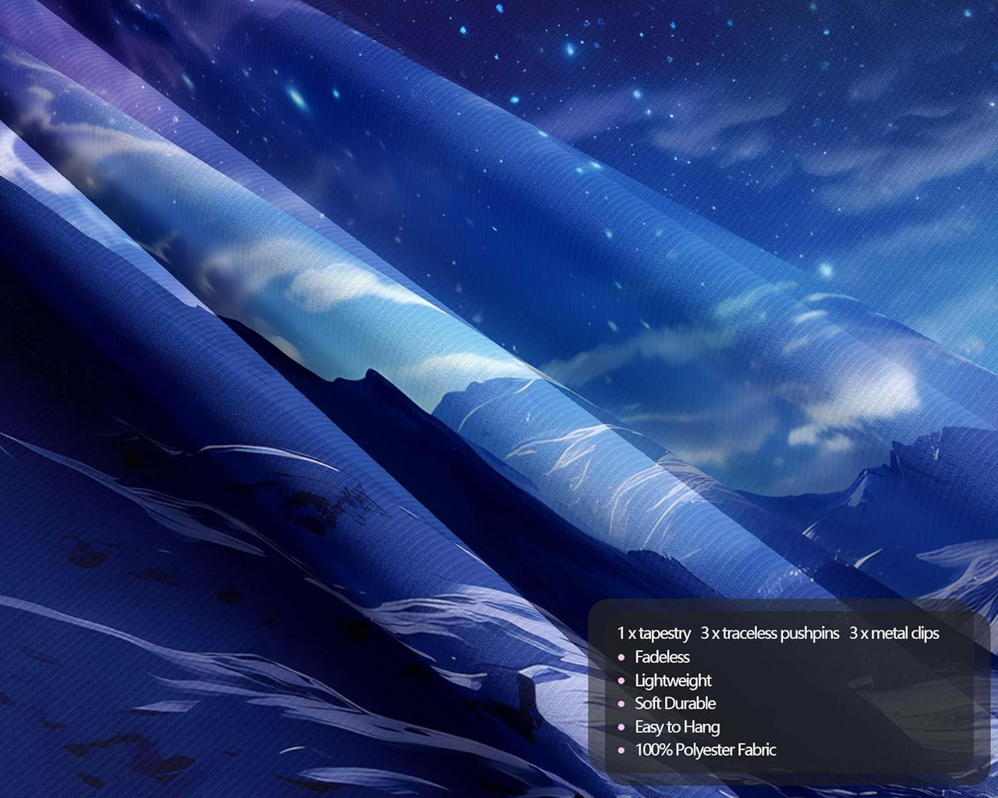 QGHOT Winter Tapestry Wall Hanging Snow Scene Backdrop Snow Mountain Wall Decor Blue Nature Landscape Snowy Large Tapestry for Bedroom Room Dorm, Large