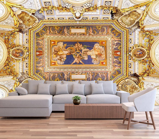 Gold Jesus Christ Religious Fine Decorative Wall Mural for Interior Ceiling and Backdrop Murals（Not Peel and Stick）