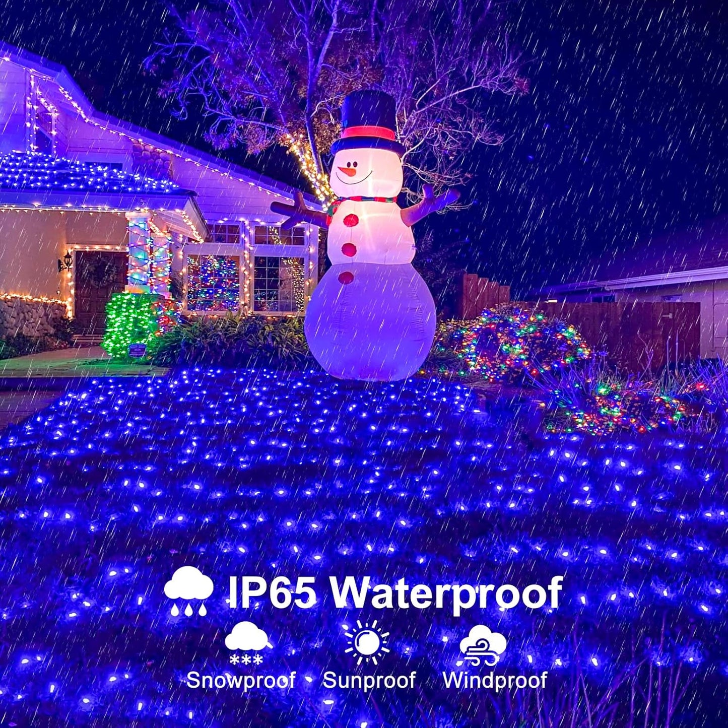 2 Pack Christmas Lights Outdoor, Total 200FT 600LED Christmas Tree Lights with 8 Modes Waterproof, Green Wire String Twinkle Lights for Indoor Home Garden Xmas Party Holiday Decorations, Blue