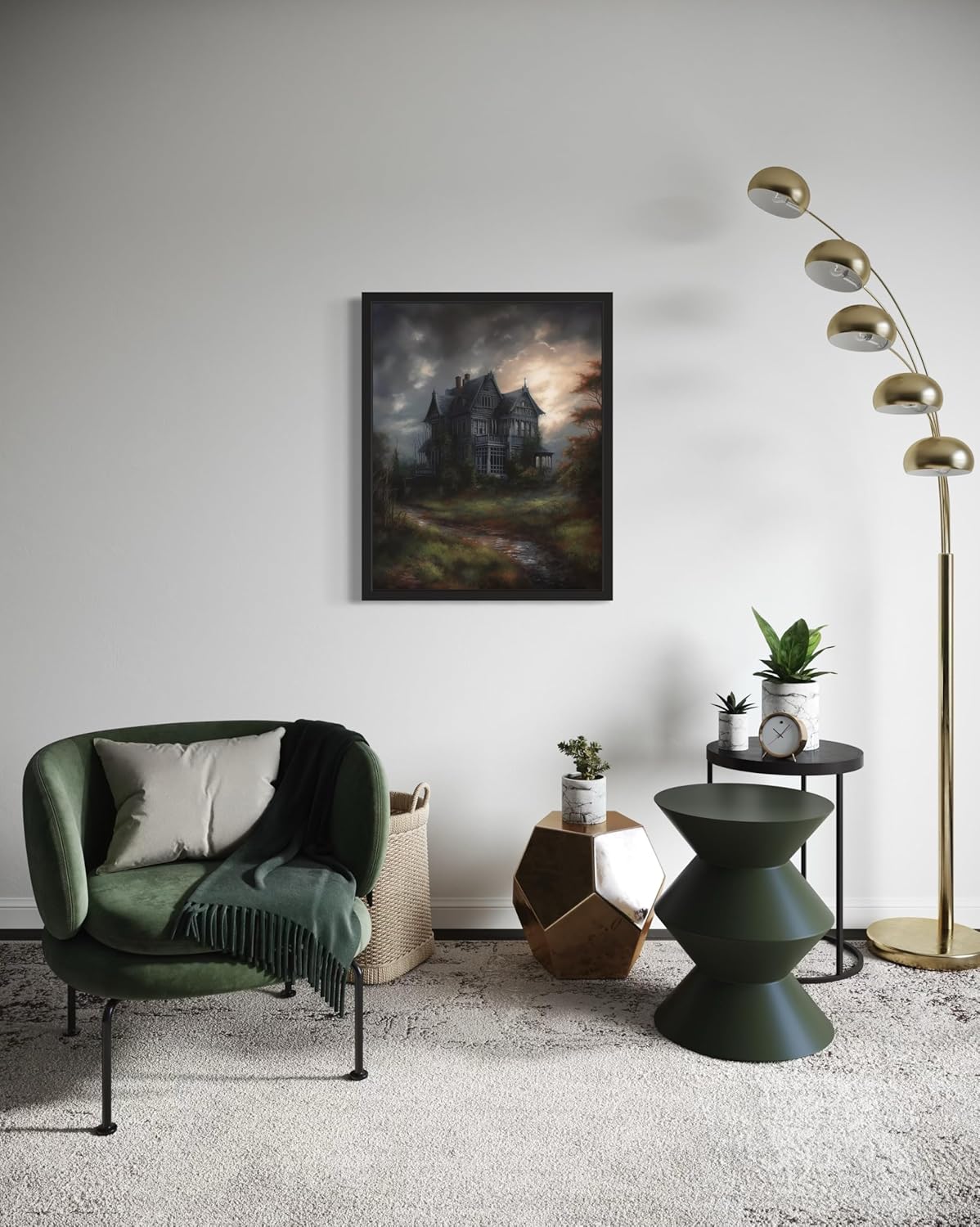 Haunted House Poster Art Print, Halloween Scary Vintage Wall Art Academia Spooky Painting Decoration for Horror Prints, Gothic Posters Bedroom Decor 89 (Haunted House, 8 x 10 inches, Unframed)