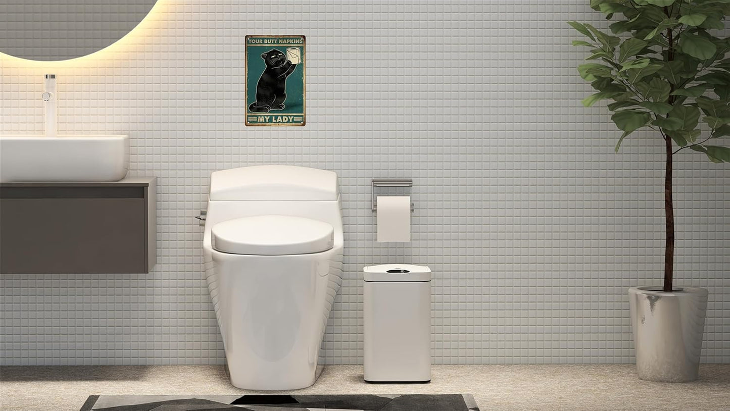 Funny Black decor cat Poster Metal poster cat Home Décor,Bathroom Accessories Metal Retro Vintage Tin Sign Bar 12 X 8 Inch