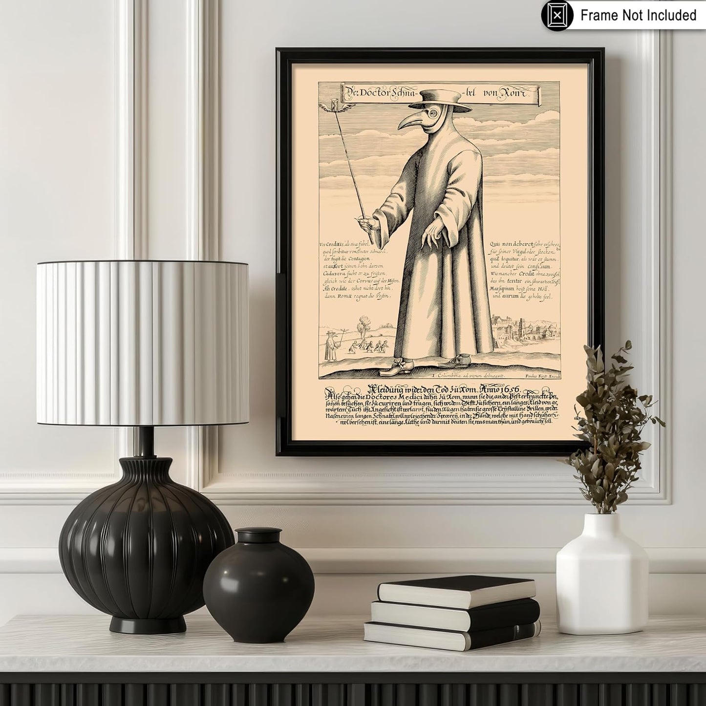 Poster Master Vintage Medieval Poster - Retro Illustration Print - Gift for Friend - Plague Doctor, Pandemic Mask, Physician, Black Death - Wall Decor for Home, Living Room, 18x24 Unframed Wall Art