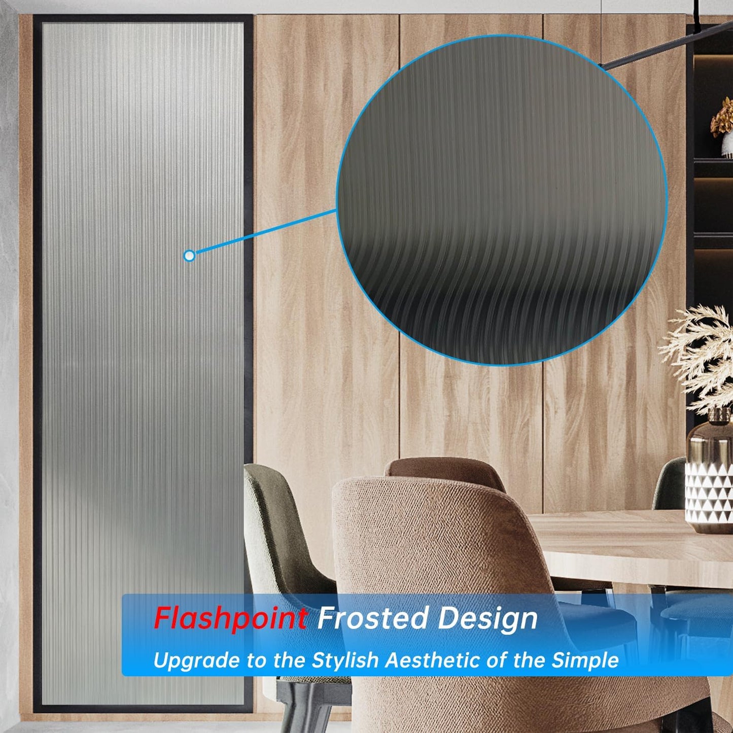 Frosted Glass Window Privacy Film Decorative, Bathroom Privacy Film for Glass Windows Cover, Static Cling, Removable, Reusable, Anti-UV, Anti-Glare, Heat Blocking,Changhong, 23.6X196.9Inch