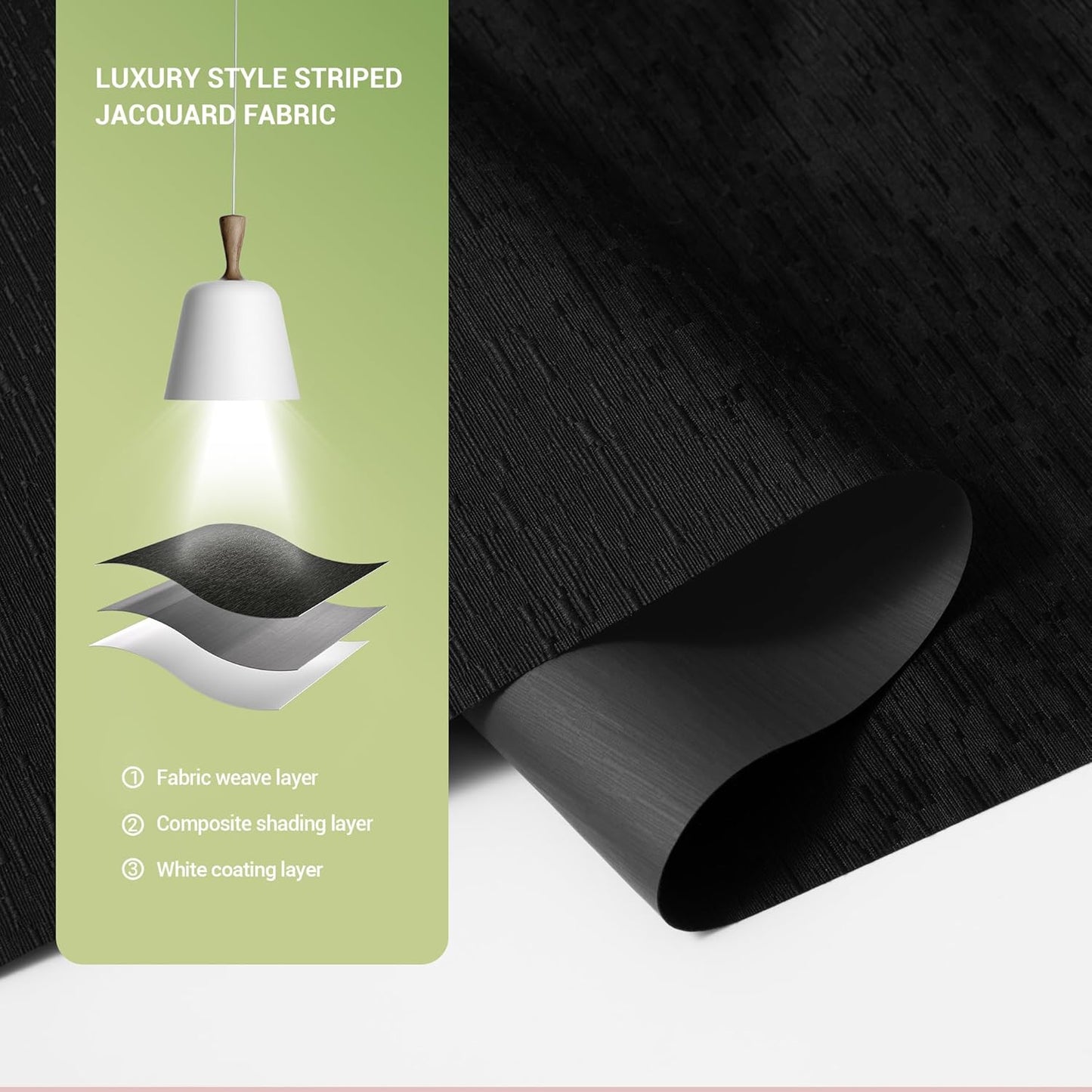 Blackout Roller Shades for Indoor Windows, Cordless Jacquard Fabric-Matched Roller Blinds, Easy to Install Privacy UV Protection Roll Up Blinds for Home Office, Black, Custom Size