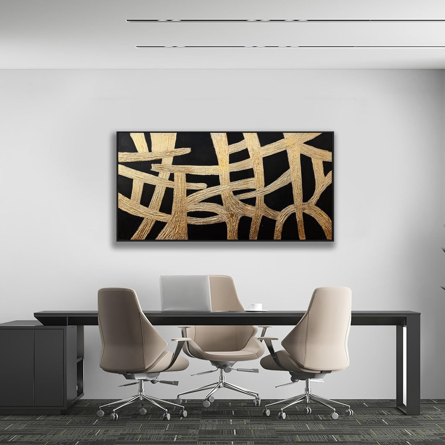 Canvas Wall Art Wall Decor Bedroom Pictures Artwork Abstract Wall Art Black And Gold Lines Texture Artwork Large Size Modern Painting Wall Decoration Pictures For Living Room Home Kitchen Office 29x58 Inch
