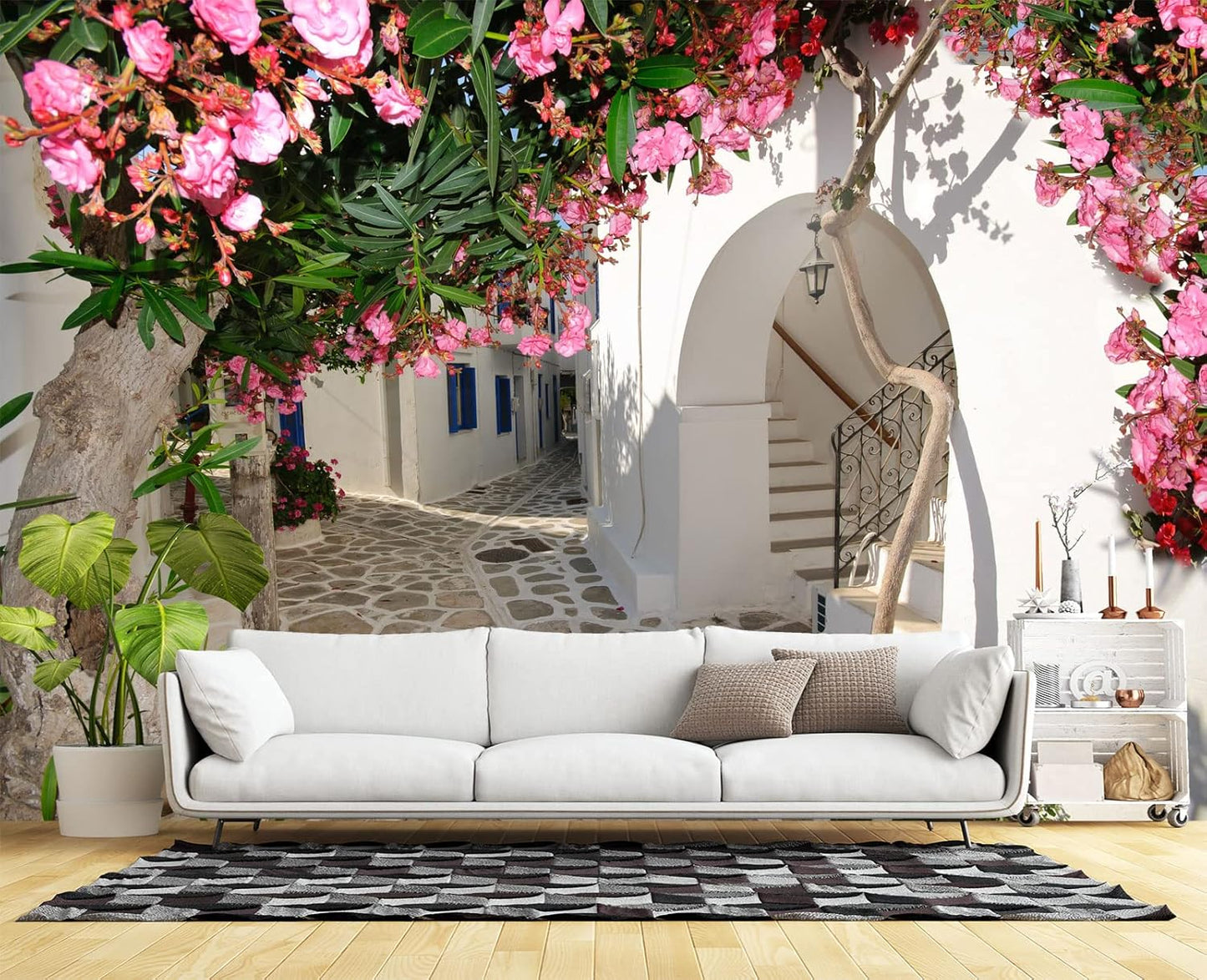 Traditional Backalleys of Amorgos Greece Wall Mural Wallpaper for Bedroom 137" x 100"