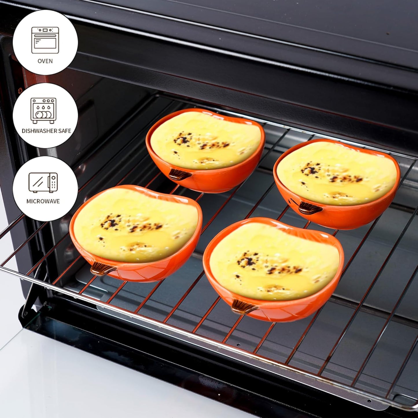 Kolewo4ever 12 Pieces Pumpkin Ramekins Haiioween Bowls Ceramic Pumpkin Bowl 6 Ounces Ramekins for Fall Halloween Serving Dip, Sauce, Condiments,Snack