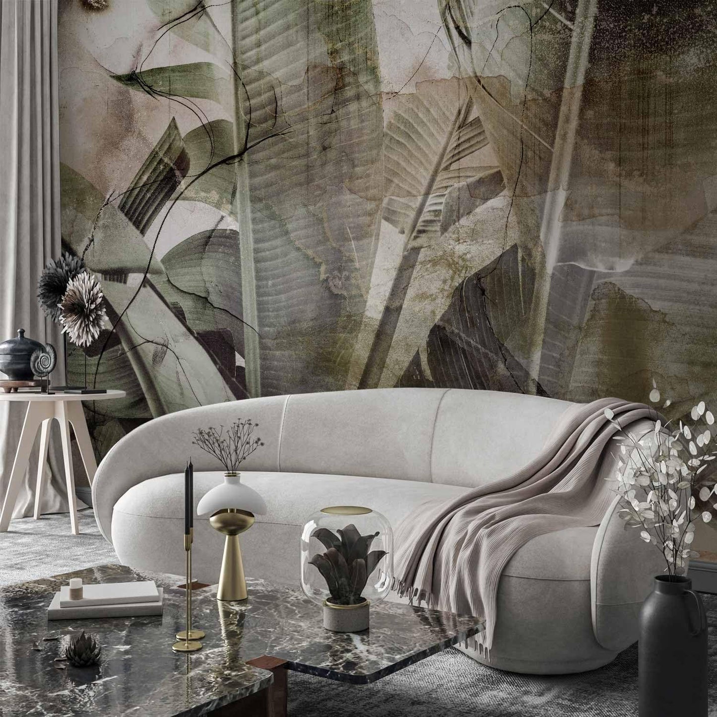 artgeist Wall Mural Tropical Leaves 98x69 in - XXL Non-Woven Wallpaper Fleece Wall Decor Photo Print Picture Image Design Plant Jungle Nature Like Painted b-C-0776-a-a