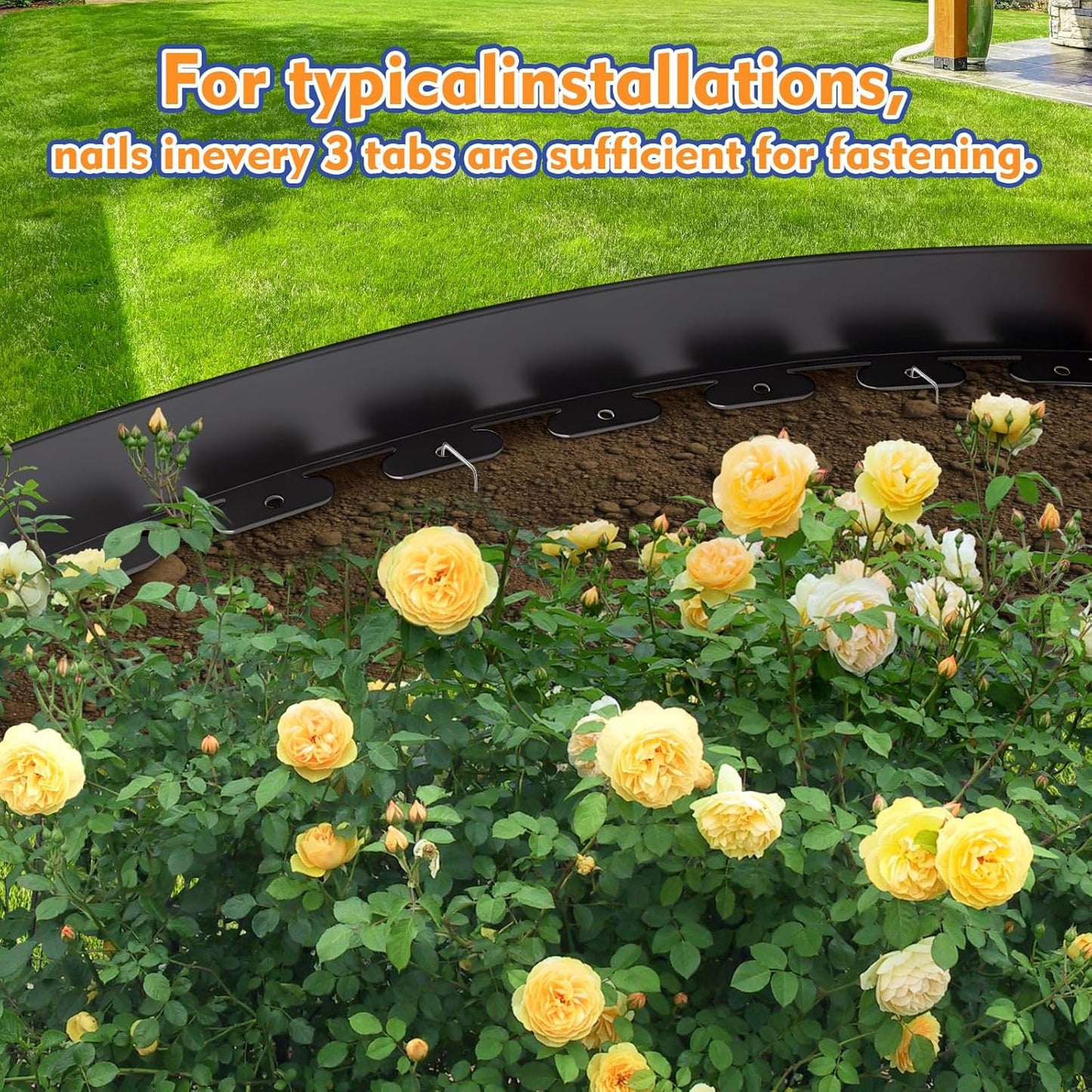 4 Inch x 66 FT (Multiple Sizes Available) Landscape Edging, Garden Edging Borders with 70pcs Upgrade Stakes, Flexible No Dig Plastic Garden Border for Lawn, Landscaping, Flower Beds, tree and Yard