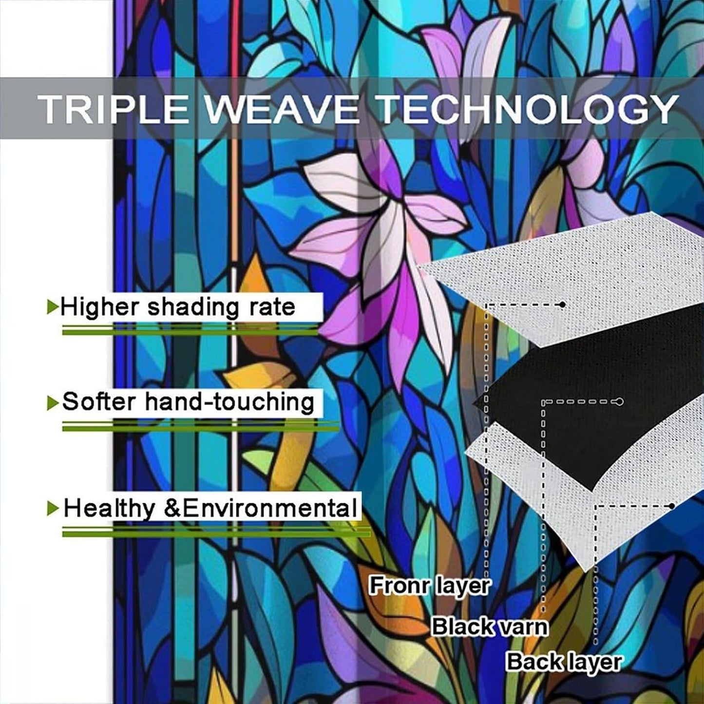 Stained Glass Curtains,Abstract Colorful Floral Geometric Art Home Decor Drapes for Bedroom Living Room Kitchen Window Treatment 2 Panels Set Total Size 52" W X 84" L Inch