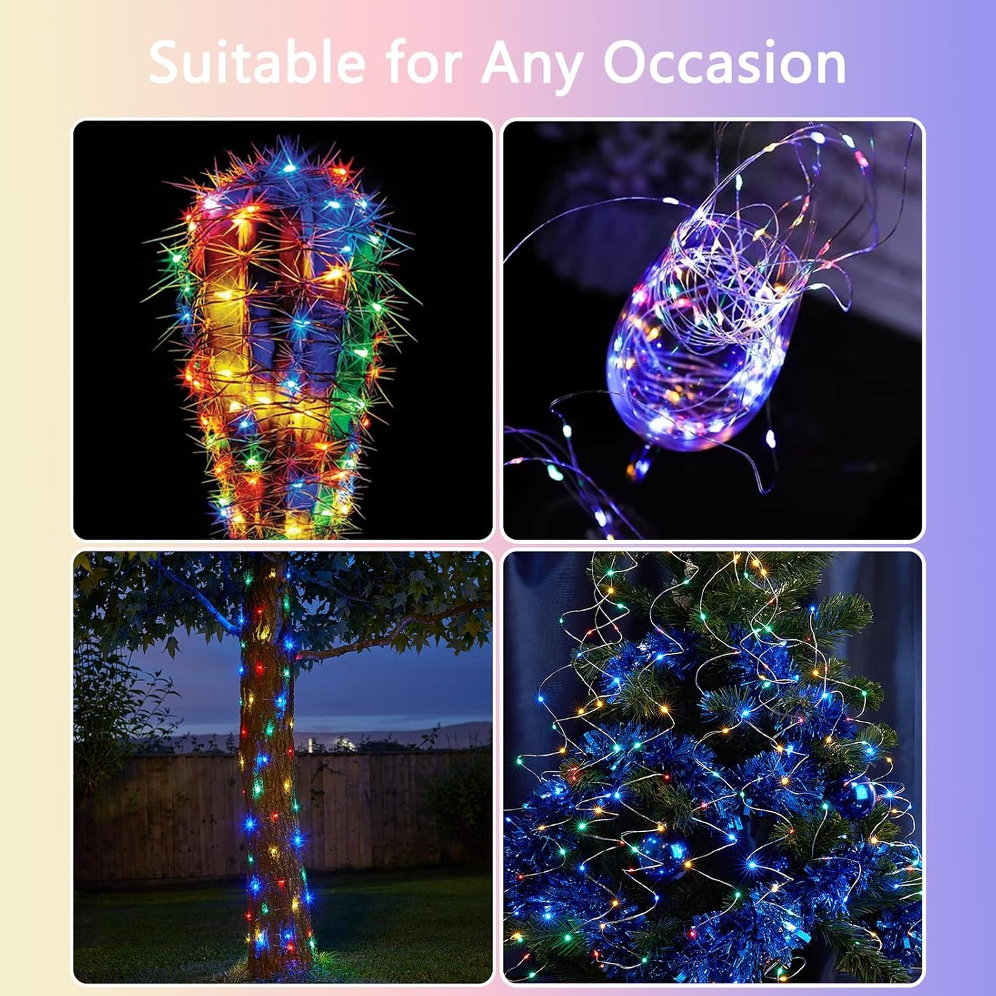 4 Pack Fairy Lights Battery Operated with Remote Control Timer, 26 FT 80 LED String Lights Outdoor Indoor, 8 Mode Twinkle Lights for Christmas Party Wedding Birthday Bedroom Decorations (Multicolor)