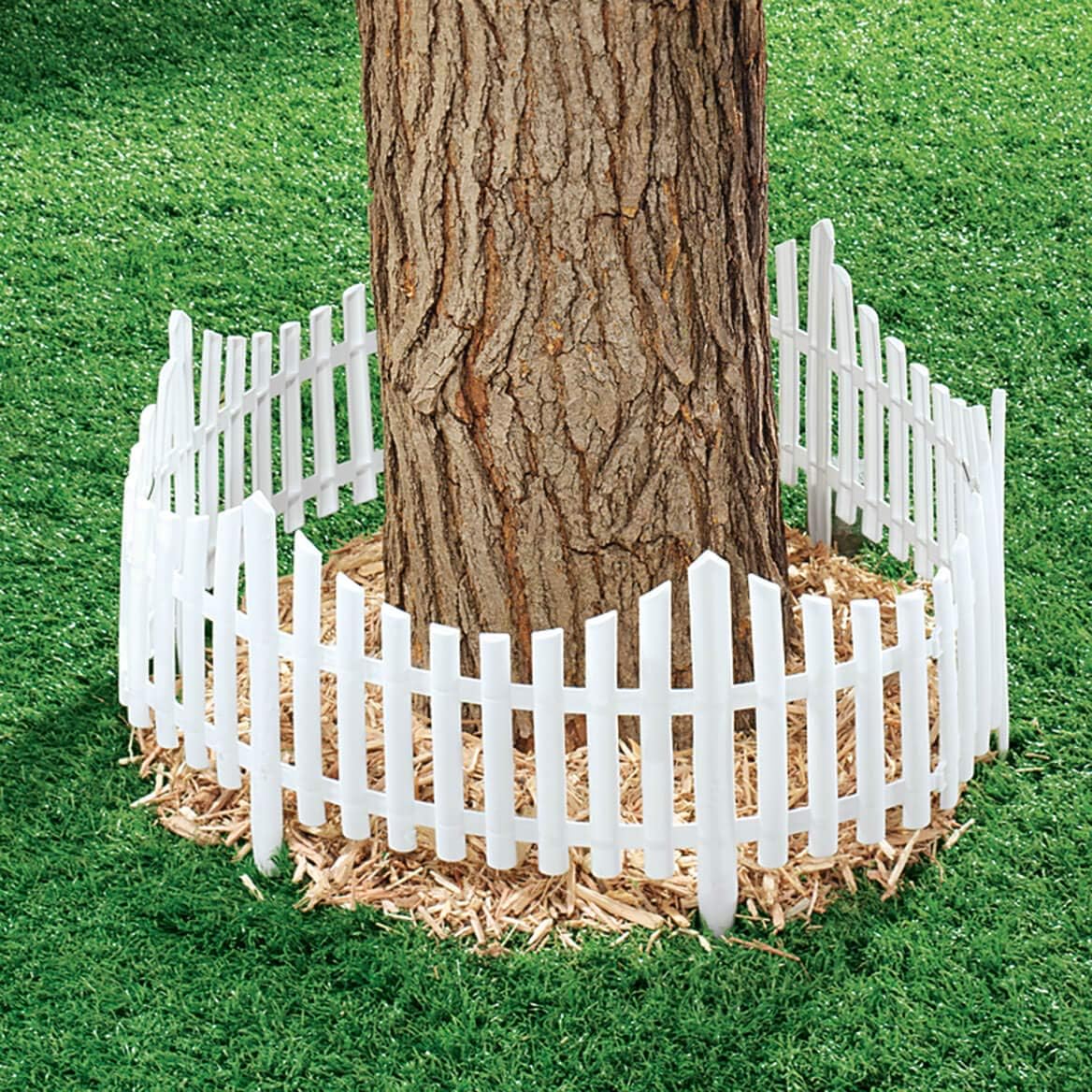 Flexible Fence Edging - Decorative Pickets (6"-13" High), Interlocking Design for Circle, Corner, or Straight Fences - 8' Border (4 Pieces, 24" Each)