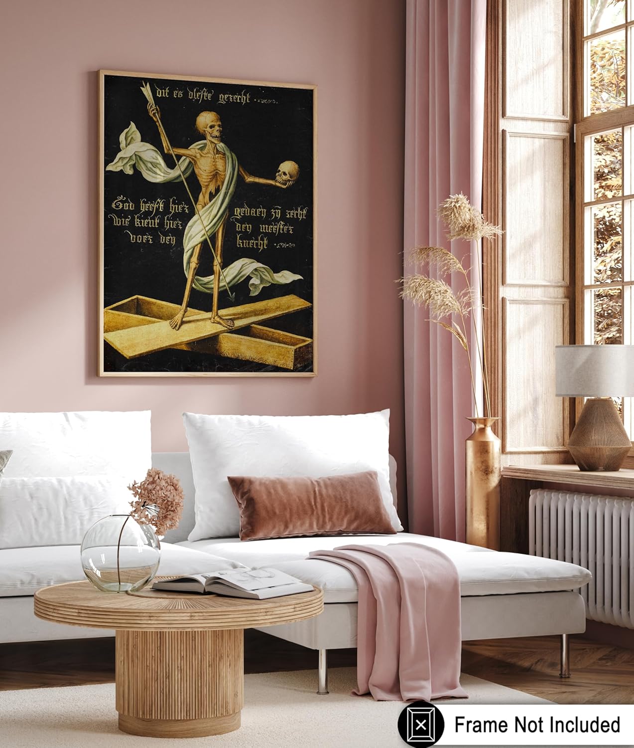 Poster Master Vintage Medieval Poster - Retro Gothic Print - Gift for Artist, Friend - Allegory of Life and Death, Skeleton, Dark, Skull - Wall Decor for Home, Living Room, 18x24 Unframed Wall Art