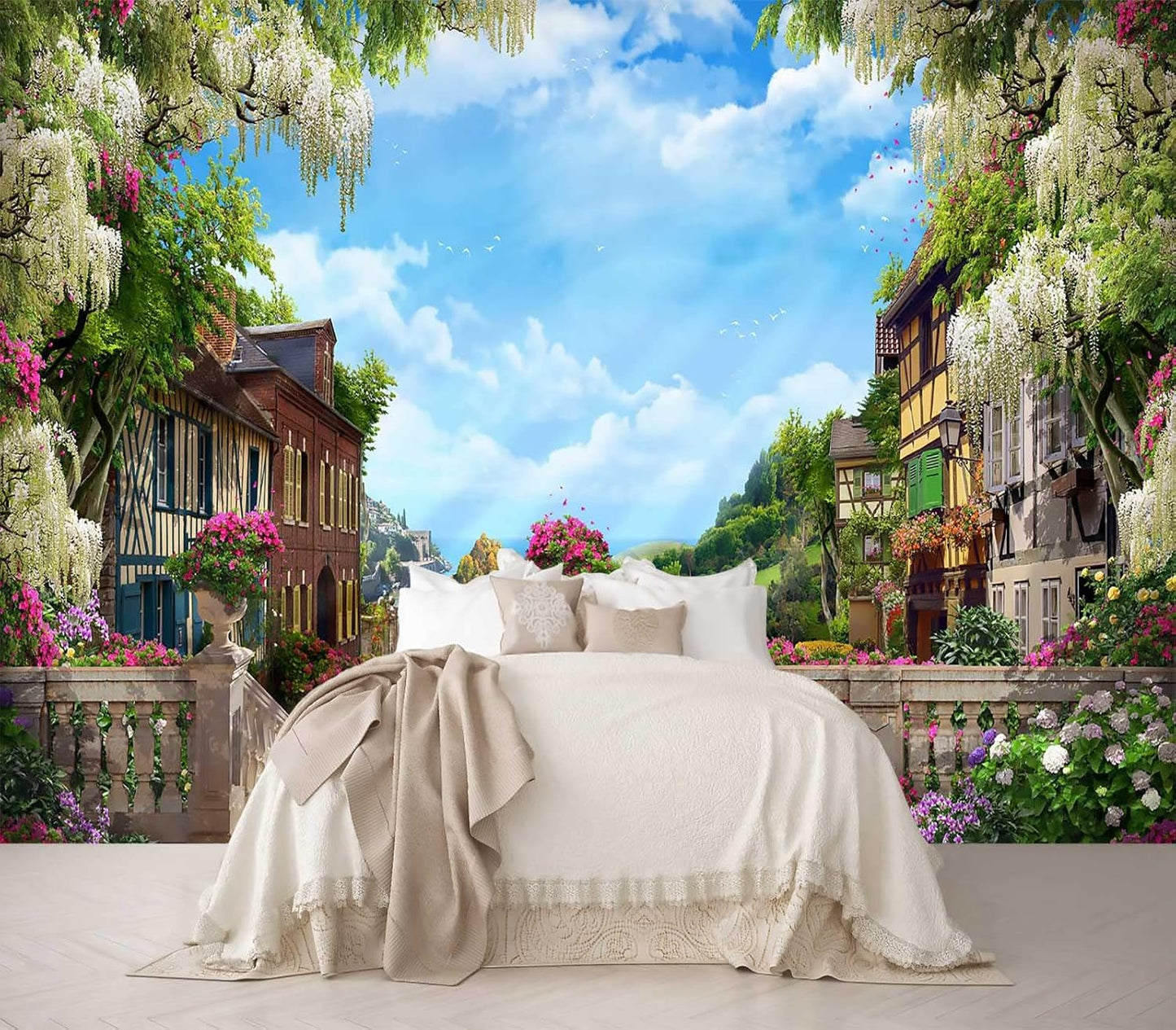 Wall Murals for Bedroom Venice Garden Large Mural Wallpaper Wall Stickers 108''x75''(Not Self-Adhesive)