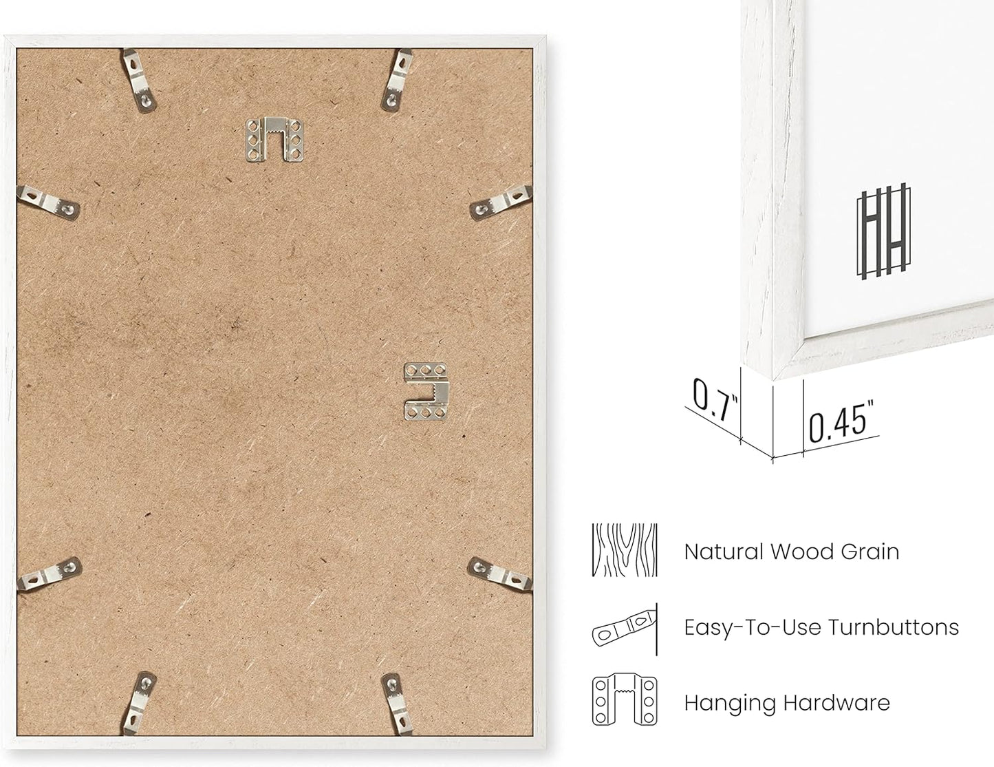 HAUS AND HUES 8x10 Picture Frame Set of 3 - White Picture Frames 8x10, 8 x 10 Wood Picture Gallery Wall, Gallery Wall Frame Set, Wooden Art Frames (White Oak Frame)