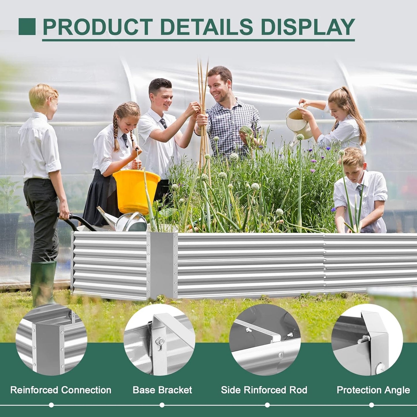 Land Guard 8×4×2 ft Galvanized Raised Garden Bed Kit, Galvanized Planter Raised Garden Boxes Outdoor, Large Metal Raised Garden Beds for Vegetables.