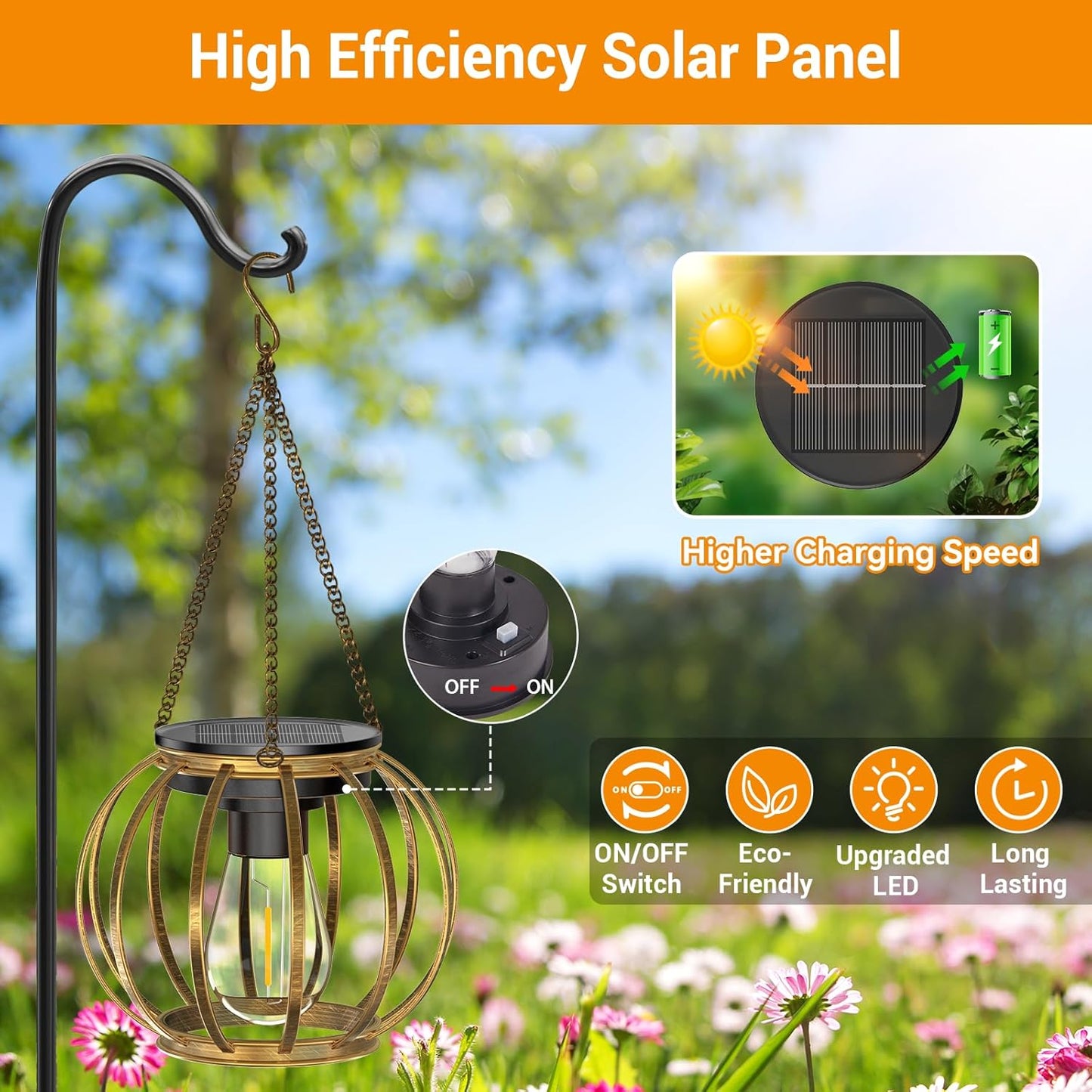 KOOPER Solar Lanterns Outdoor Waterproof, 4 Pack Upgraded Bronze Metal Hanging Solar Lights Outdoor Lanterns, Brighter Auto On/Off Outdoor Hanging Lantern for Yard Patio Pathway Porch Garden Decor