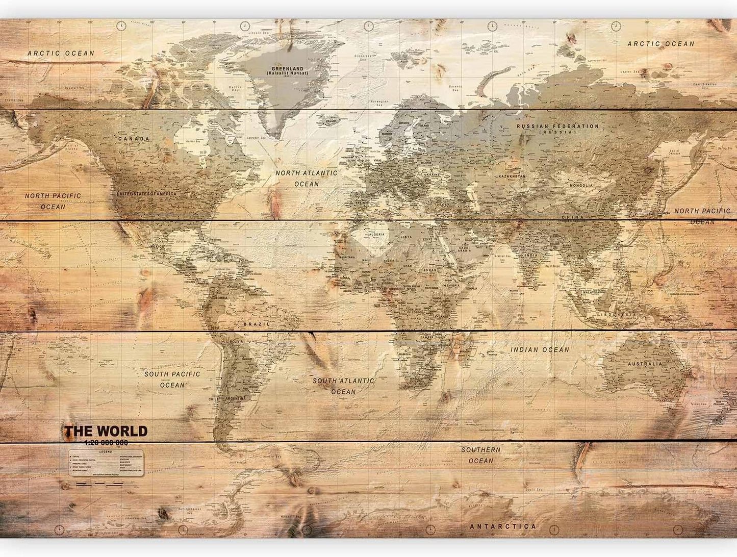 artgeist Wall Mural World Map 98x69 in - XXL Non-Woven Wallpaper Fleece Wall Decor Photo Print Picture Image Design Home Map of The World k-A-0218-a-a