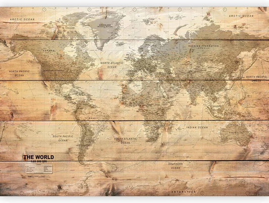 artgeist Premium Wall Mural World Map 138x101 in - XXL Non-Woven Wallpaper Fleece Wall Decor Photo Print Picture Image Design Home Map of The World k-A-0218-a-a