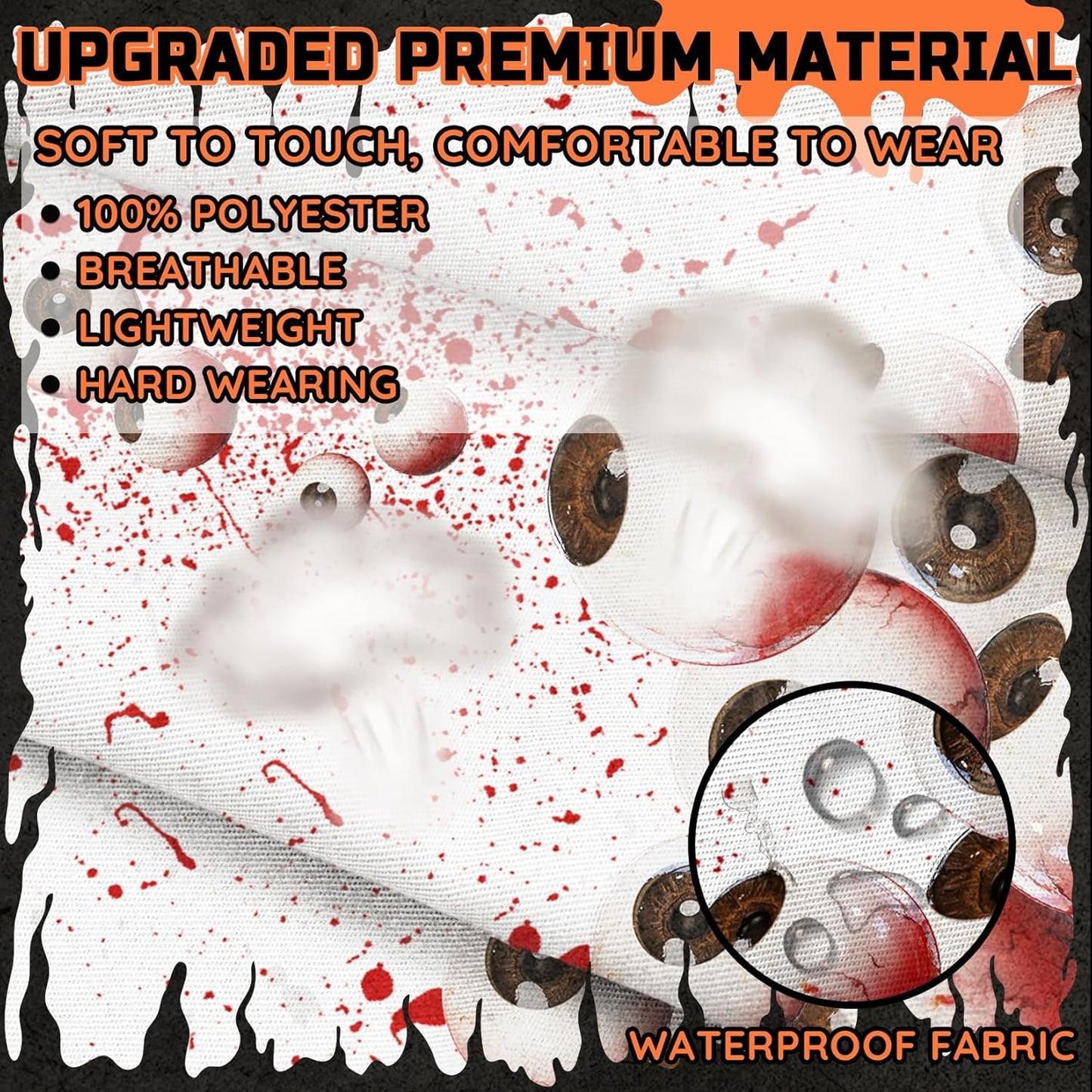 Happy Halloween Horror Apron Unisex, Adjustable Funny Kitchen Apron, Waterproof Scary Bloody Bib Aprons for Cosplay Party