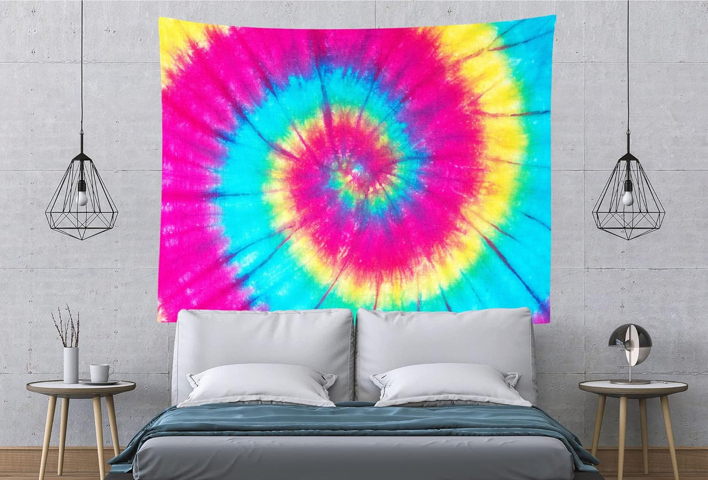 BELECO Tie Dye Tapestry Fabric Wall Hanging 60x50 Inch Groovy Sign Rainbow Tapestry Backdrop Colorful Spiral Tie Dye Party Decorations Tie Dye Art Tapestries for Bedroom Living Room Dorm Decor