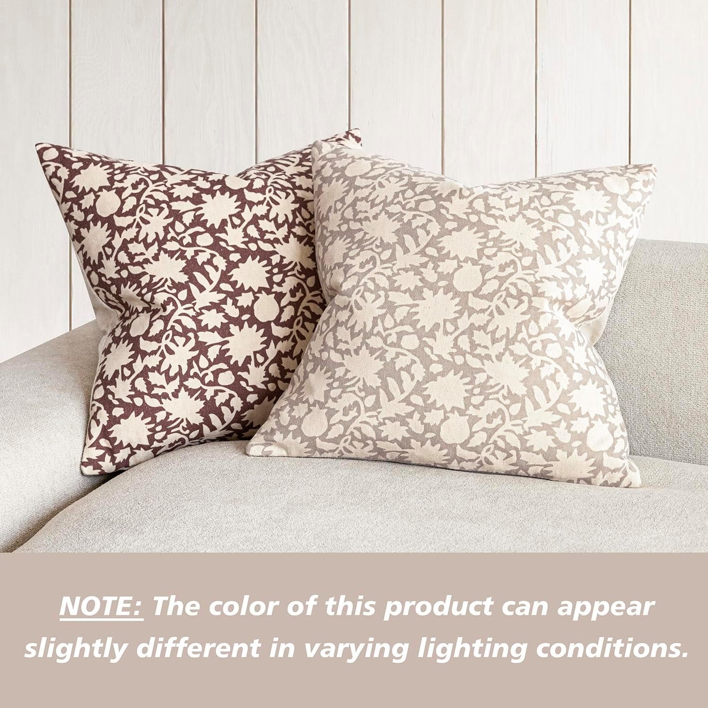 Foindtower Set of 2 Decorative Neutral Floral Throw Pillow Covers Accent Farmhouse Cushion Covers Boho Vintage Pillowcase for Couch Sofa Bedroom Living Room Home Decor Outdoor,24×24 Inch,Ivory Beige