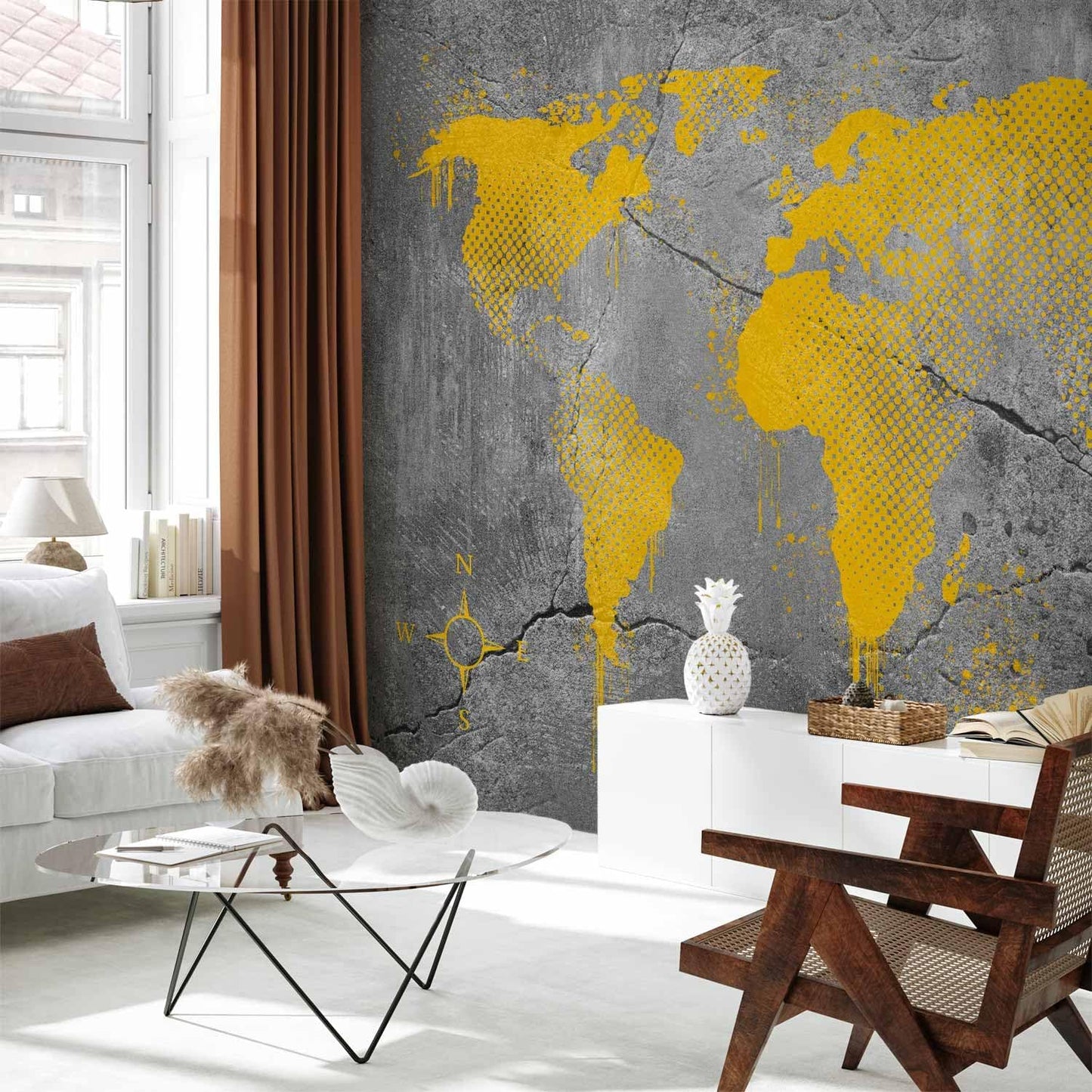 artgeist Wall Mural World Map 116x83 in - XXL Peel and Stick Self-Adhesive Wallpaper Removable Large Sticker Foil Wall Decor Print Picture Image Design Map of The World k-A-0494-a-a