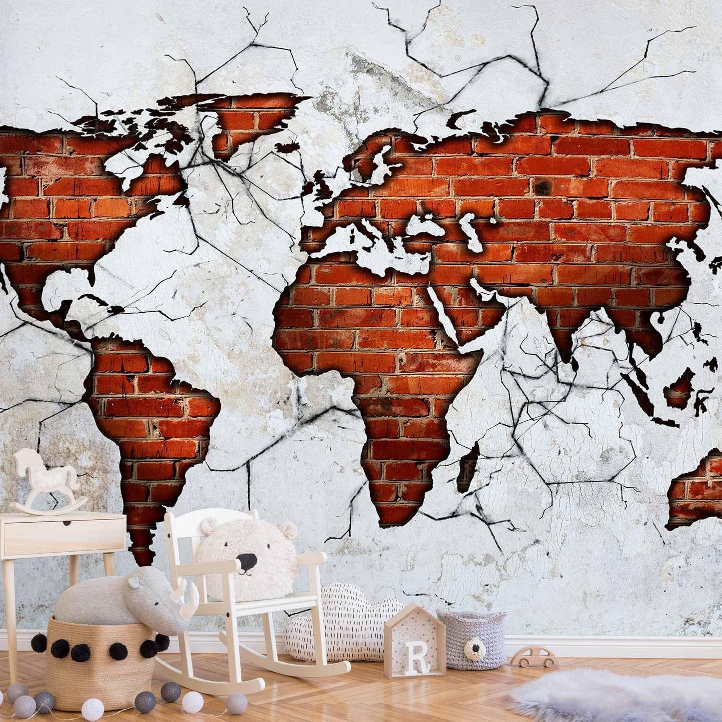 artgeist Premium Wall Mural World Map 118x83 in - XXL Non-Woven Wallpaper Fleece Wall Decor Photo Print Picture Image Design Map of The World k-A-0495-a-a