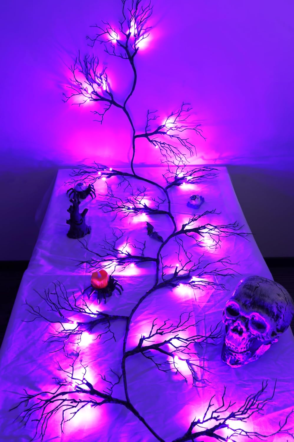 6 Ft 45 LED Willow Vine Twig Decor Black Halloween Garland with Purple Lights, Timer 8 Modes Waterproof Battery Operated Indoor Halloween Decorations for Wall Fireplace Mantle Home Office Party Decor