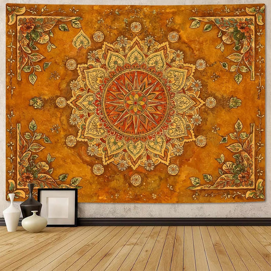 Lunerfex Floral Mandala Tapestry Boho Tapestry for Bedroom Brown Tapestries Wall Hanging Living Room Wall Art and Home Decor 44x60