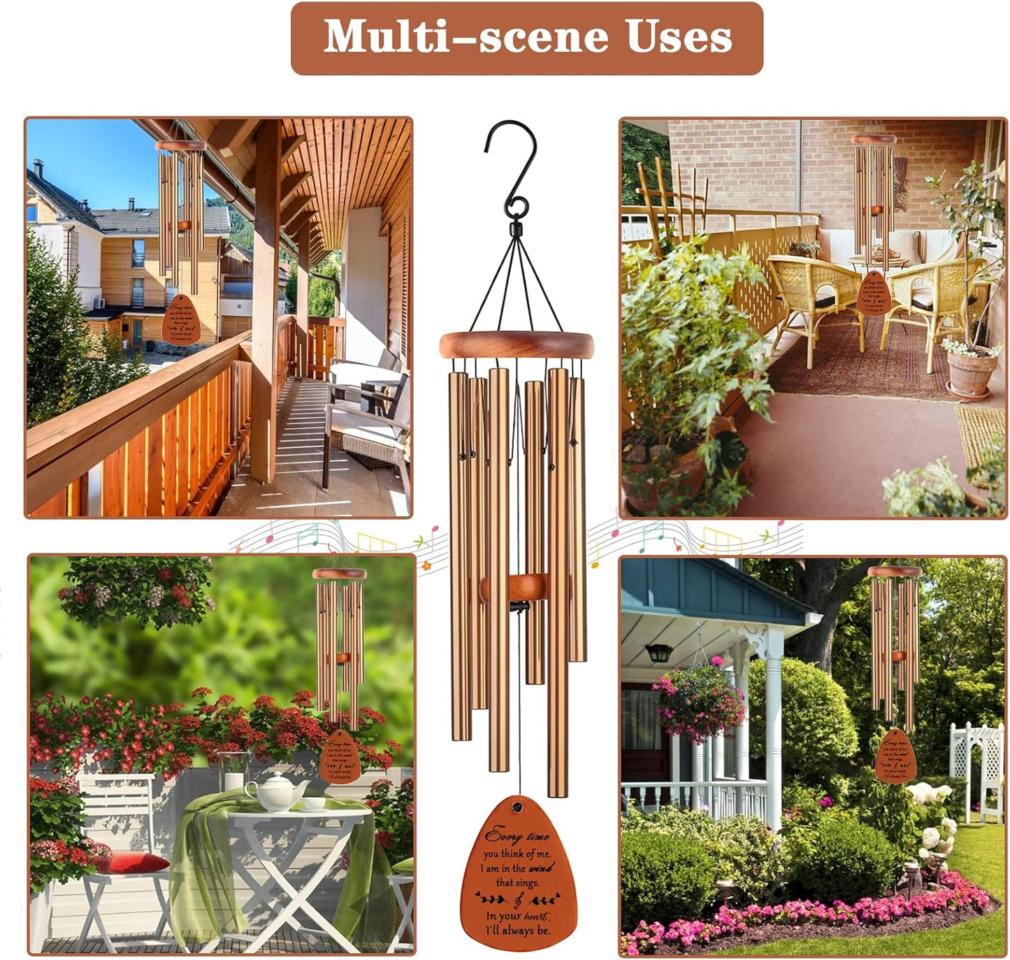 Memorial Gifts, Sympathy Wind Chimes Memorial Wind Chimes for Loss of Loved One Prime, Sympathy Gift, Bereavement/Remembrance Gifts in Memory of Loved One Mother Father, 30" Wooden