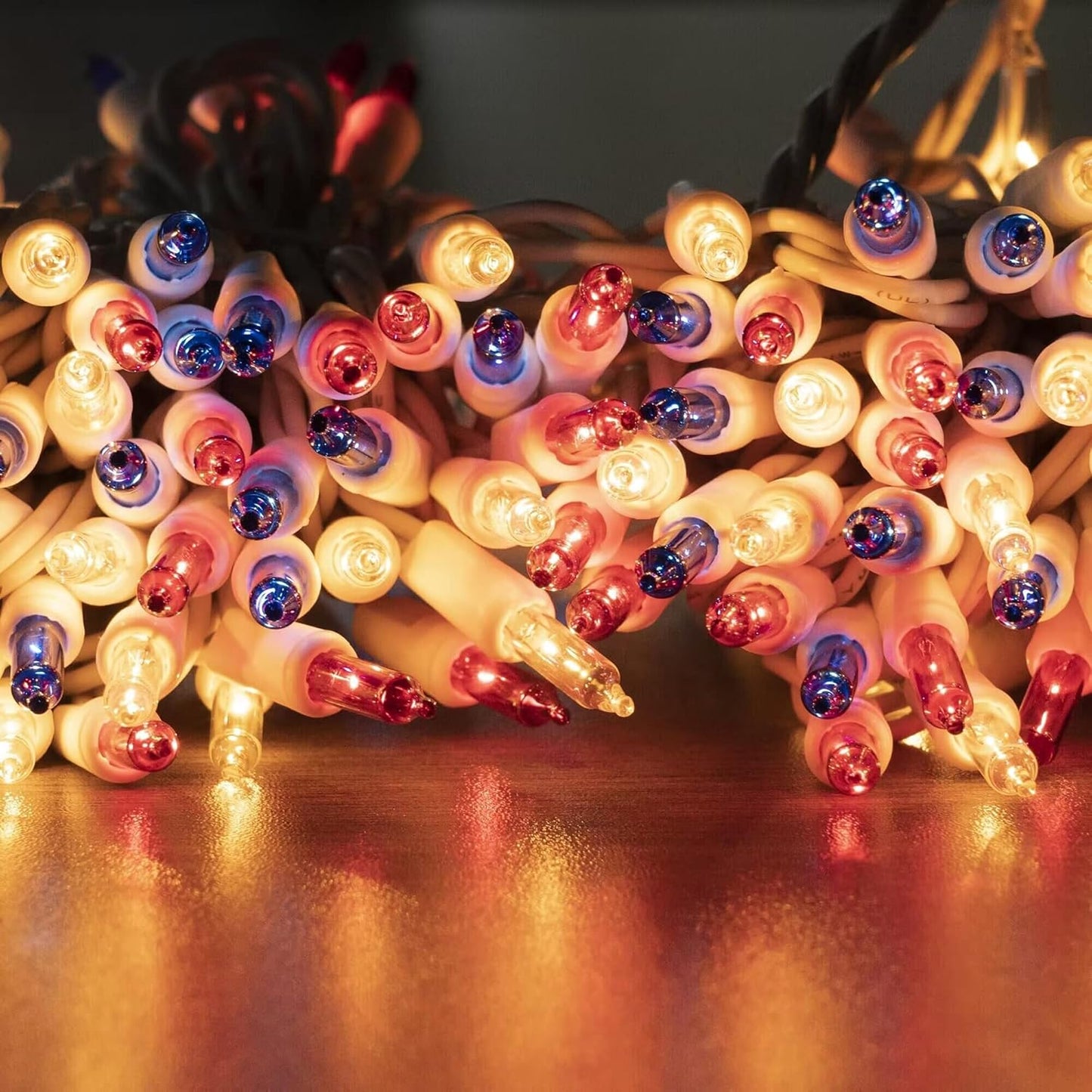 TW SHINE Red White and Blue 4th of July Lights, 20FT 100 Count Incandescent Patriotic Mini String Lights, Waterproof Independence Day Decorations for Outdoor Indoor Christmas Party Decor