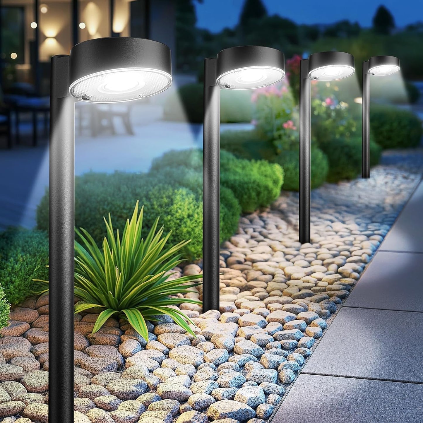 12 Pack Solar Pathway Lights Outdoor, 12 Brighter LED Solar Lights Outdoor Waterproof, Up to 12 Hrs Modern Path Light for Yard Garden Walkway Driveway Lawn, Cool White